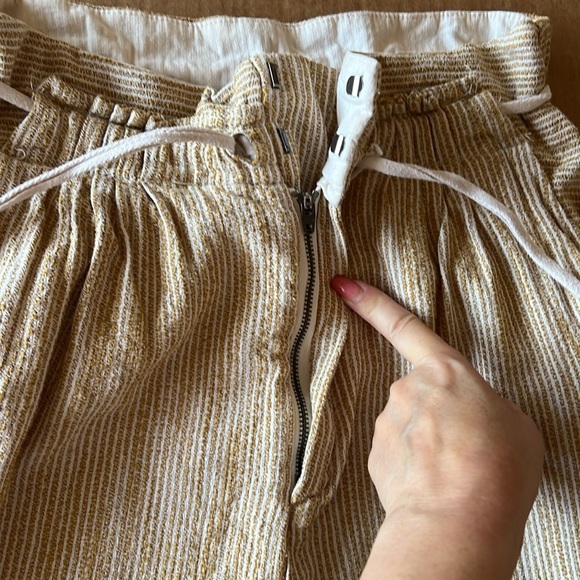 Free People CARAWAY Skinny Slim Pants mustard yellow Striped Drawstring- Size 6 - Picture 14 of 15